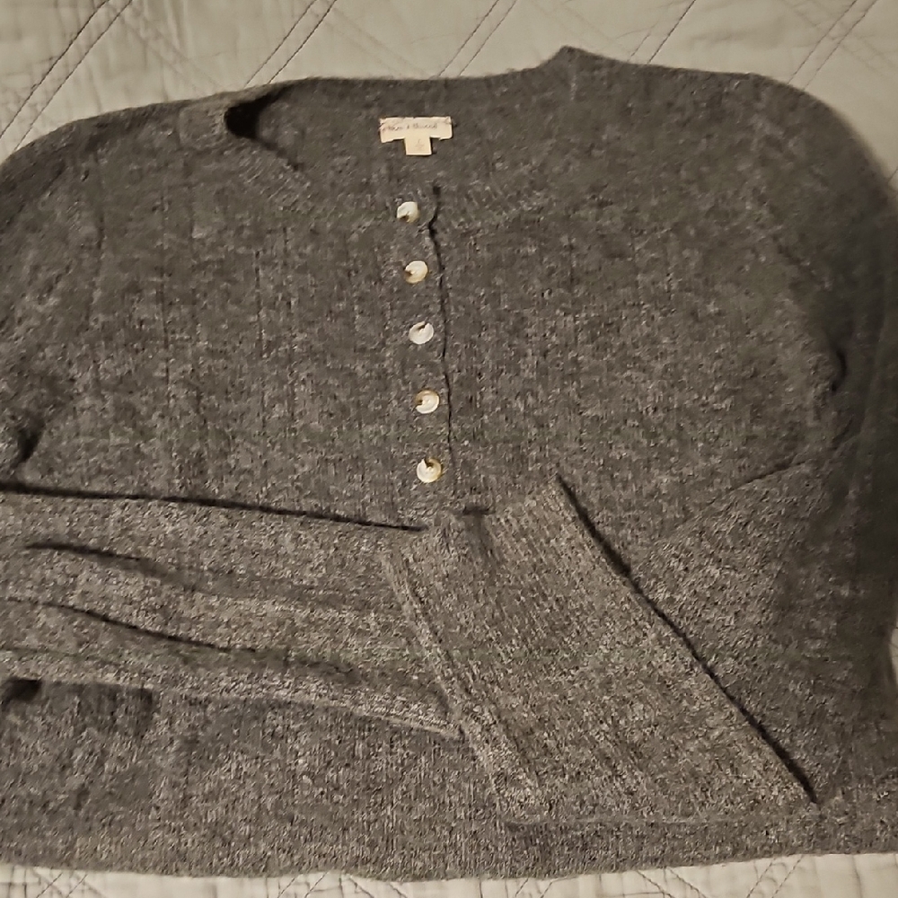 Hem & Thread Charcoal Button-Up Women's Cardigan